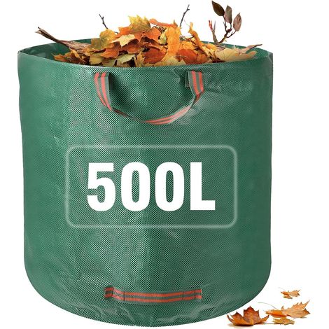 Gartenabfallsäcke, Robust, 500 L, Wiederverwendbar, Mit Griffen, Großer Grüner Müllsack Für Gartenabfälle, Gras, Schnittgut, Laub