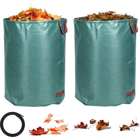 2er-pack 500-liter-gartenabfallsäcke, Wiederverwendbar Und Freistehend, Faltbar, Robust, Wasserdicht, Mit Verstärkten Griffen Für Laub, Gras, Äste Und Grünabfälle