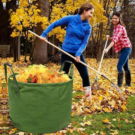 Bravix 125l Extra-starker Gartenbeutel Mit Griffen, Grüner Laubsammelbeutel Aus Militär-canvas (h45,7 Cm, D55,8 Cm)