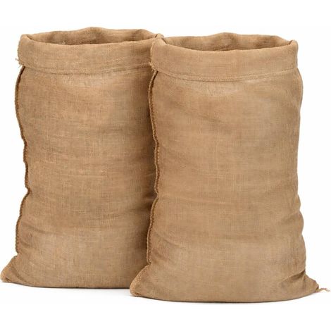 Set Mit 2 Jutesäcken Aus Naturjute, 60 X 100 Cm – 50 Kg – Gartenaufbewahrung, Kartoffeln, Grünschnitt, Braun