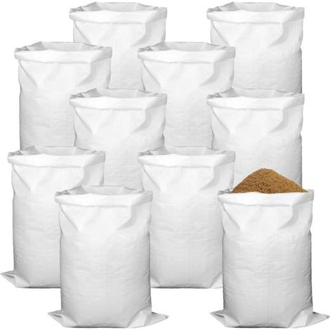 Zehn Bauschuttsäcke, Je 55 X 95 Cm, Mit Einem Gewicht Von 55 Kg, Aus Hochfestem Polypropylen, Wiederverwendbar.