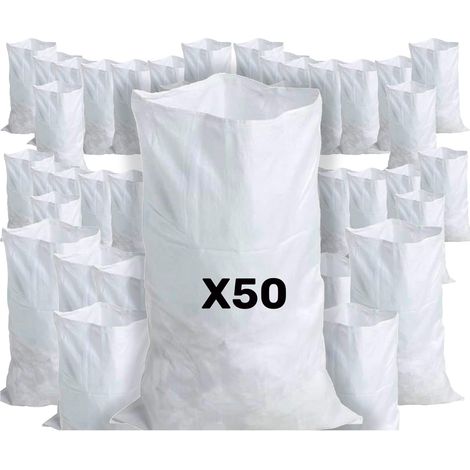 50 Bauschuttsäcke, 55 X 95 Cm, 55 Kg, Robust Und Wiederverwendbar, Aus Weißem, Gewebtem Polypropylen, Für Sand, Erde, Kies, Gartenarbeit, Baustellen Und Bauschutt