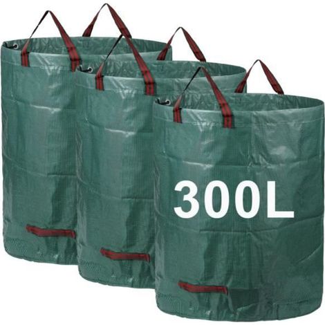 X 300-liter-gartensäcke, Robust Und Wasserdicht, Große Gartensäcke Mit Griffen, Faltbar Und Wiederverwendbar…