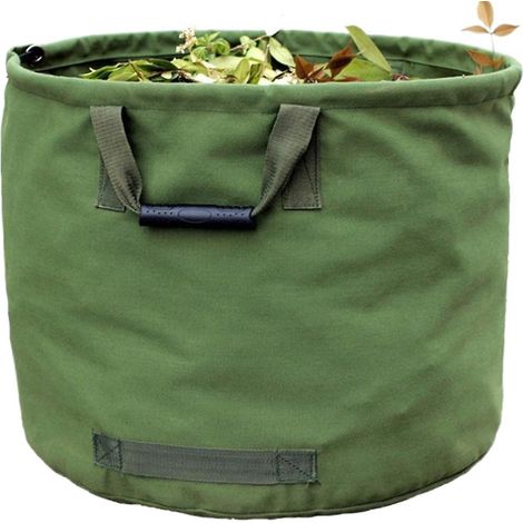 Wasserdichter Gartenmüllsack Aus Canvas – Waffengrün, Großes Fassungsvermögen, Laubsack, Spielzeugaufbewahrung, Müllsack, Faltbar
