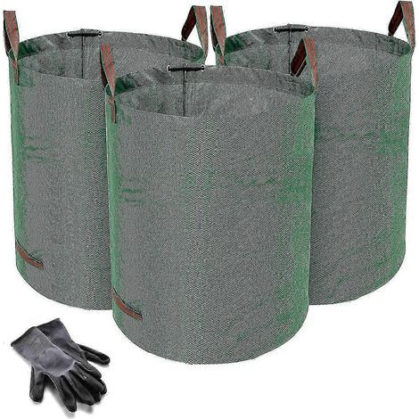 Set Mit 3 Extra Dicken Gartenmüllsäcken. 272 Liter Fassungsvermögen. Wiederverwendbar. Aus Stoff.