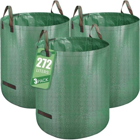 Set Mit 3 Selbsttragenden Bioabfallsäcken, 272 L, Großer Sack Mit Griffen, Wasserdicht, Faltbar Und Wiederverwendbar.