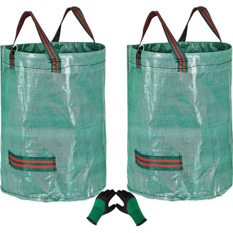 300-liter-gartensack, 2 Wiederverwendbare Gartensäcke Mit Griffen, Freistehender, Faltbarer Gartensack Inklusive 1 Paar Gartenhandschuhen Für Laub, Rasenmäher Und Pflanzenreste