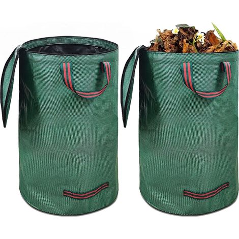 Stabile Und Selbsttragende Gartenabfallsäcke, Großer Gartensack Für Grünschnitt, Reißfester Laubsack Mit Deckel Und Griffen, Für Rasenschnitt Und Gartenabfälle, Laub
