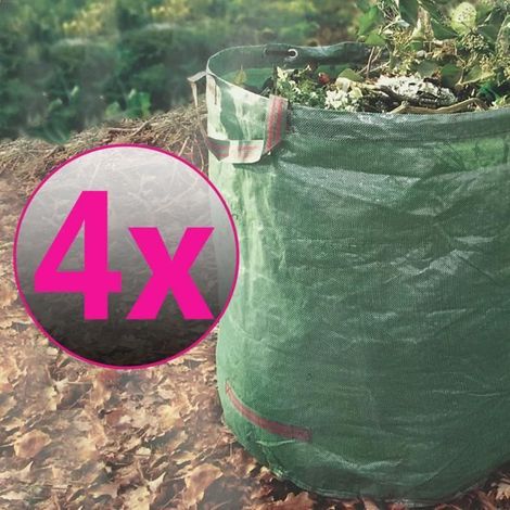 Reno – 4er-set Sundeluxe Gartenabfallsäcke – Hochfestes Pe 272 L – Wiederverwendbar, Faltbar, Wasserdicht Und Tragbar – Grün