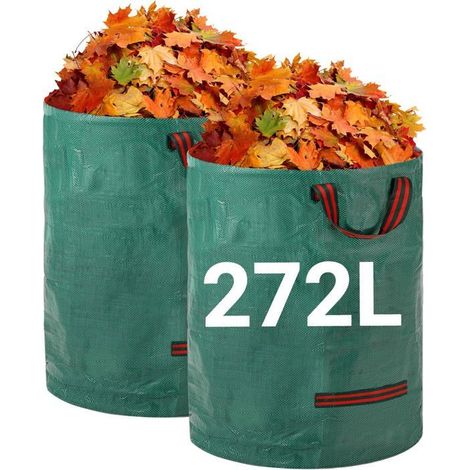 Robuste 272-liter-gartensäcke, 2er-set, Wiederverwendbar Mit Griffen, Aus Industriegewebe Und Wasserdicht.