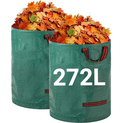 Robuste Gartenabfallsäcke – 2 X 272 L, Wiederverwendbare Gartensäcke Mit Griffen – Strapazierfähiges Gewebe Für Laub, Abfall Und Gartenabfälle – Wasserdichte Gartenabfallsäcke