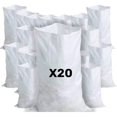 20 Professionelle Bauschuttsäcke 55x95cm, Strapazierfähiges Weißes Polypropylengewebe 55kg, Wiederverwendbar Für Baustellen, Gartenarbeiten Und Bauabfälle