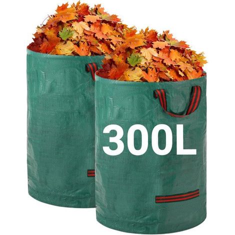 Robuste 300-liter-gartensäcke – 2er-pack, Wiederverwendbar, Mit Tragegriffen Und Wasserdicht.