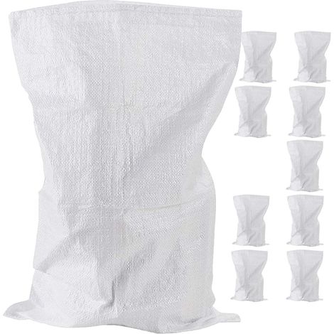 10er-pack Gewebte Bauschuttsäcke – Strapazierfähige Polypropylen-bausäcke – Robuste Weiße Säcke – Jumbo-industriesäcke – 45 X 75 Cm
