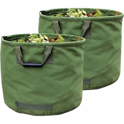 Reno 2 X Extra-strong 125l Gartenbeutel Mit Griffen, Grüner Laubsammelbeutel Aus Militär-canvas (h45 Cm, D54 Cm)