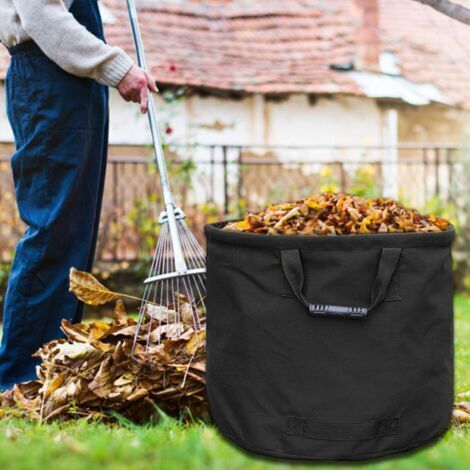 Nalookamic 54x45cm Schwarzer 125l Extra-starker Gartenbeutel Mit Tragegriffen, Laubfangsack Aus Militär-canvas