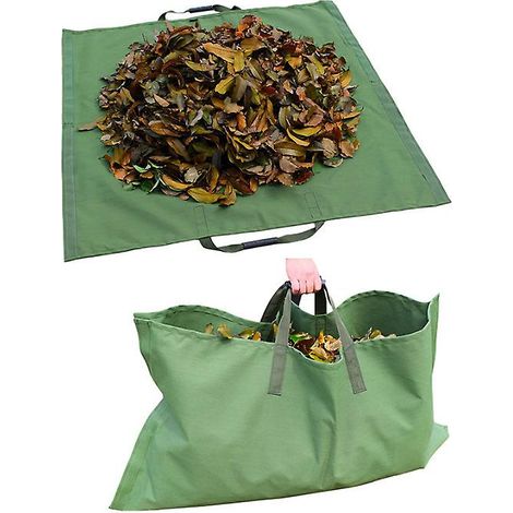 Umweltfreundlicher, Strapazierfähiger Und Wiederverwendbarer 2-in-1-gartenabfallsack, Faltbar, Wasserdicht, Aus Oxford-gewebe Mit Reißverschluss – 145 X 142 Cm