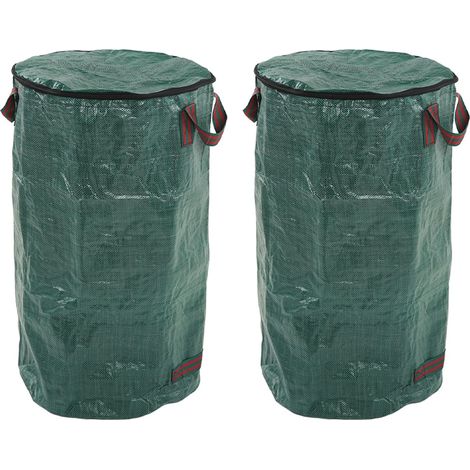 2 Grüne 272-liter-gartensäcke Für Pflanzenabfälle Mit Verstärkten Griffen, Wetterfest, 67 X 76 Cm