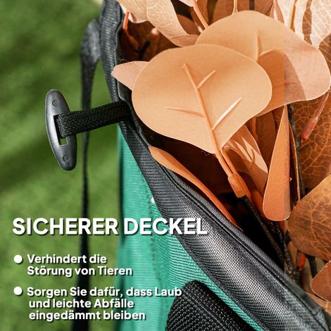 2x160l Wasserdichter Gartensack, Wiederverschließbarer Deckel, Verstärkte Griffe, Robuster Laubsack, Freistehend, Wiederverwendbar Für Grünschnitt Und Heckenschnitt.