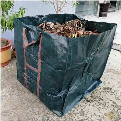 Tneaywhe Gartenabfallsack, 180 G/m² Polyethylen, Dunkelgrün, Abmessungen 90 X 90 X 90 Cm