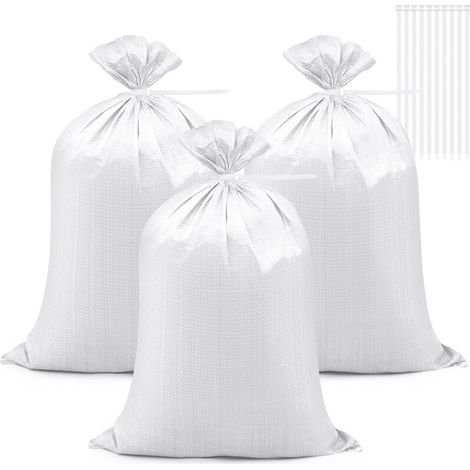 Packung Mit 20 Sandsäcken 55 × 90 Cm, Hochfeste, Gewebte Kiessäcke, Robuste Sandsäcke, Für Bauarbeiten, Gartenabfälle Und Hochwasserschutz (bl