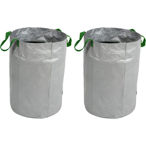 Lntyq Gartenabfallbeutel, 2 Stück Faltbare Und Wiederverwendbare Gartenabfallbeutel Mit Griff (silber 100l, 45x63cm)