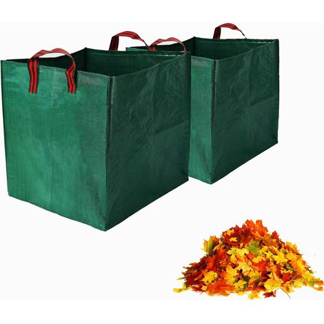 2 Wiederverwendbare, Quadratische Gartenmüllsäcke (270 L) Mit Griffen, Faltbare Laubsäcke, 65 X 65 X 65 Cm