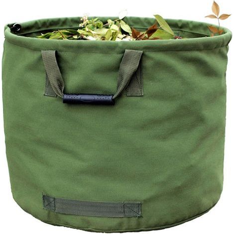 1x Extra-starker 125l Gartenbeutel Mit Griffen, Grüner Laubsammelbeutel Aus Militär-canvas (h45,7 Cm, D55,8 Cm)