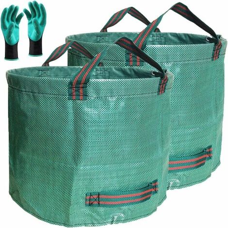 Royaluxe – 2er-pack 80-gallonen-garten- Und Rasensäcke (67 X 84 Cm) Mit Gartenhandschuhen, Geeignet Für Camping, Als Abfallbeutel, Laubsack, Kompostsack, Grasschnittsack Und Unkrautsack