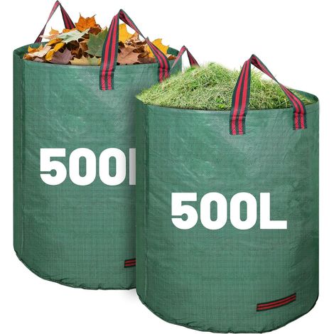 2x500l Gartenbeutel, Robust, Selbsttragend, Mit Griffen, Wasserdicht, Faltbar, Wiederverwendbar Aus 150gsm Polypropylen.