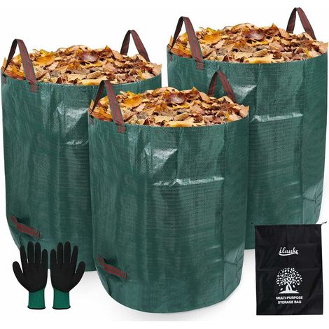 Green Mobility Gartenabfallsäcke, 3272 L Xxl-gartensäcke + 1 Paar Gartenhandschuhe + 46 X 60 Cm Aufbewahrungstasche, Robuste Pp-müllsäcke, Wasserdicht Und Langlebig