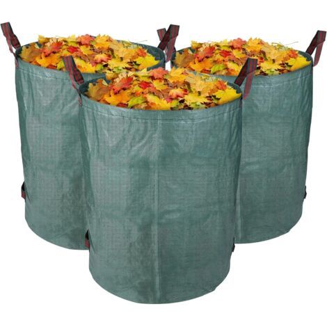 Royaluxe – Set Mit 3 X 300-liter-gartensäcken, Faltbar Und Wiederverwendbar, Stabil, Uv-beständig, Für Gras, Laub Und Gartenabfälle