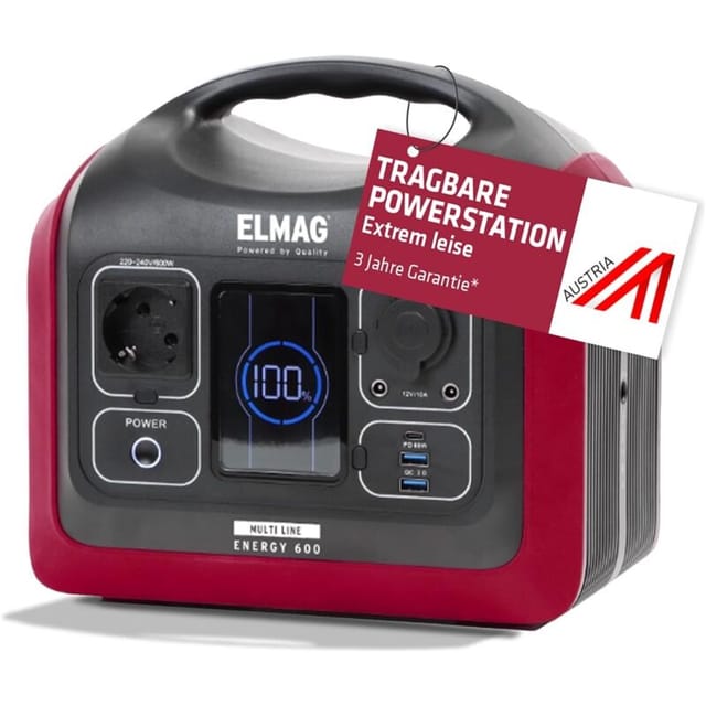 Elmag - Tragbare Powerstation energy 600 600W, LiFEPO4 Akku mit 595Wh