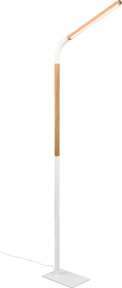 Led Stehleuchte norris Weiß mit Holzelementen, Höhe 140cm