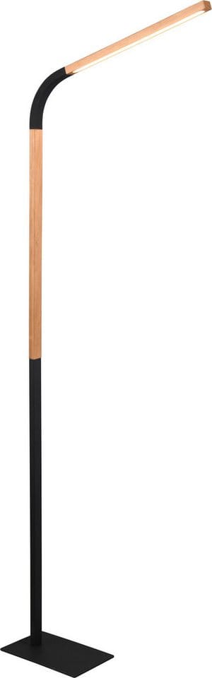 LED Stehleuchte NORRIS Schwarz mit Holzelementen, Höhe 140cm