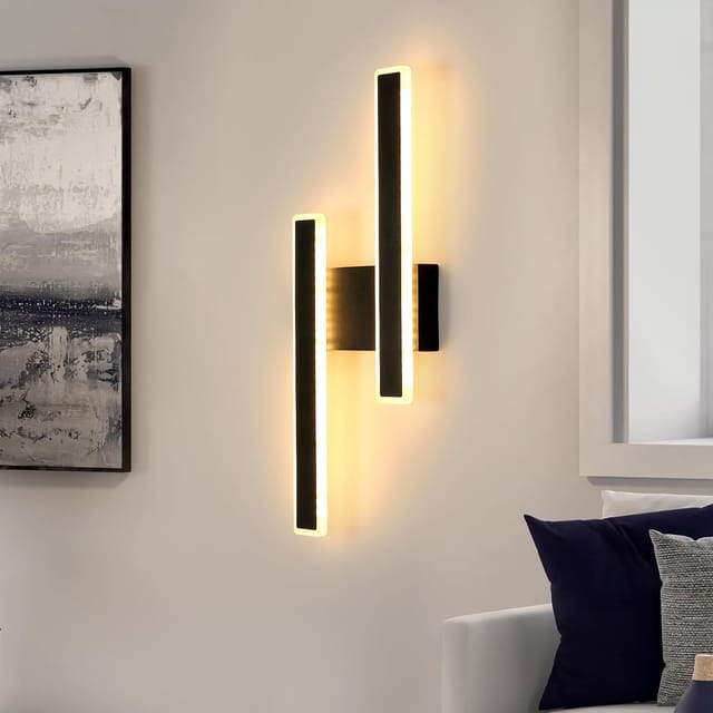 LED-Innenwandleuchte, 32 W, 3600 lm, modernes Design, Wandlampe, schwarze Acryl-Innenwandleuchte, 3000 K warmweißes Licht für Schlafzimmer,