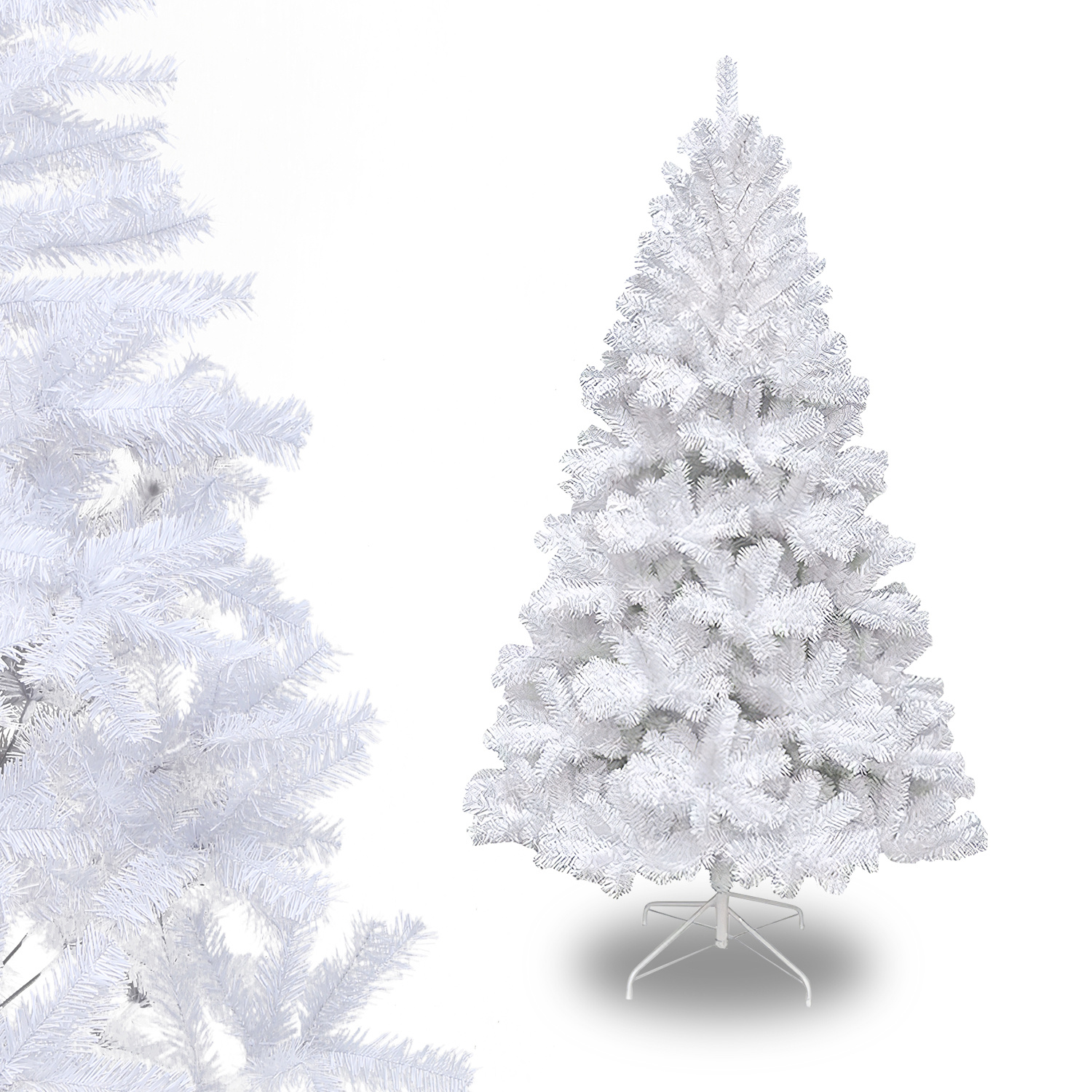 Randaco 180cm Künstlicher Weihnachtsbaum Mit 650 Spitzen Pvc, Tannenbaum Mit Ständer, Christbaum Kunstbaum Weiß