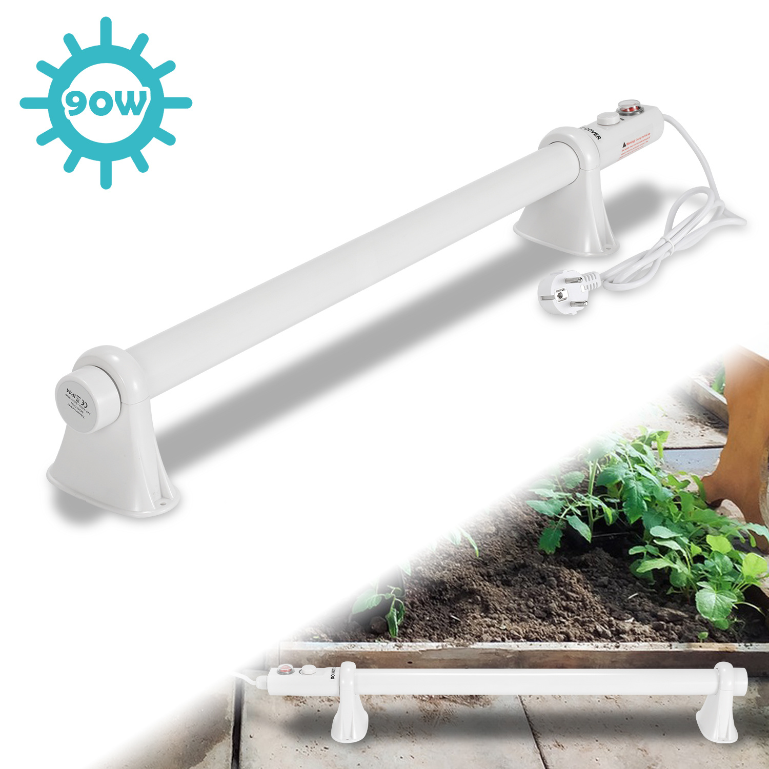 Randaco Pflanzenheizung 90w Mit Doppelter Temperatursteuerung, 70 Cm Heizrohr, Weiß