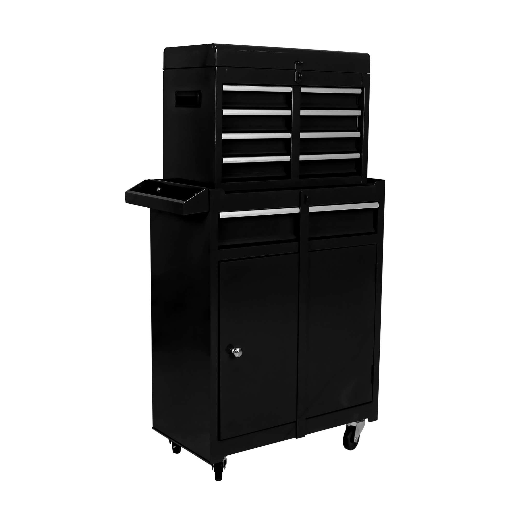 Werkzeugschrank Mit 5 Schubladen (56.5x32.5x68.0 Cm), Mit Rollen, Verstellbarem Regal, Stahl, Schwarz
