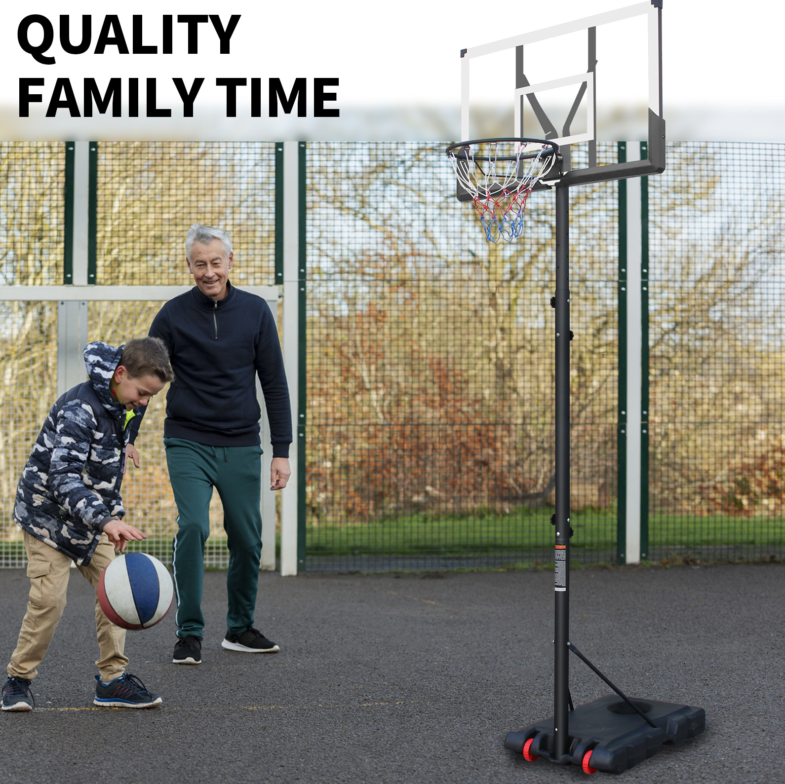 Basketballkorb (117x78.5x19.5 Cm), Höhenverstellbar, Für Kinder Und Erwachsene, Pvc, Stahl, Schwarz Weiß