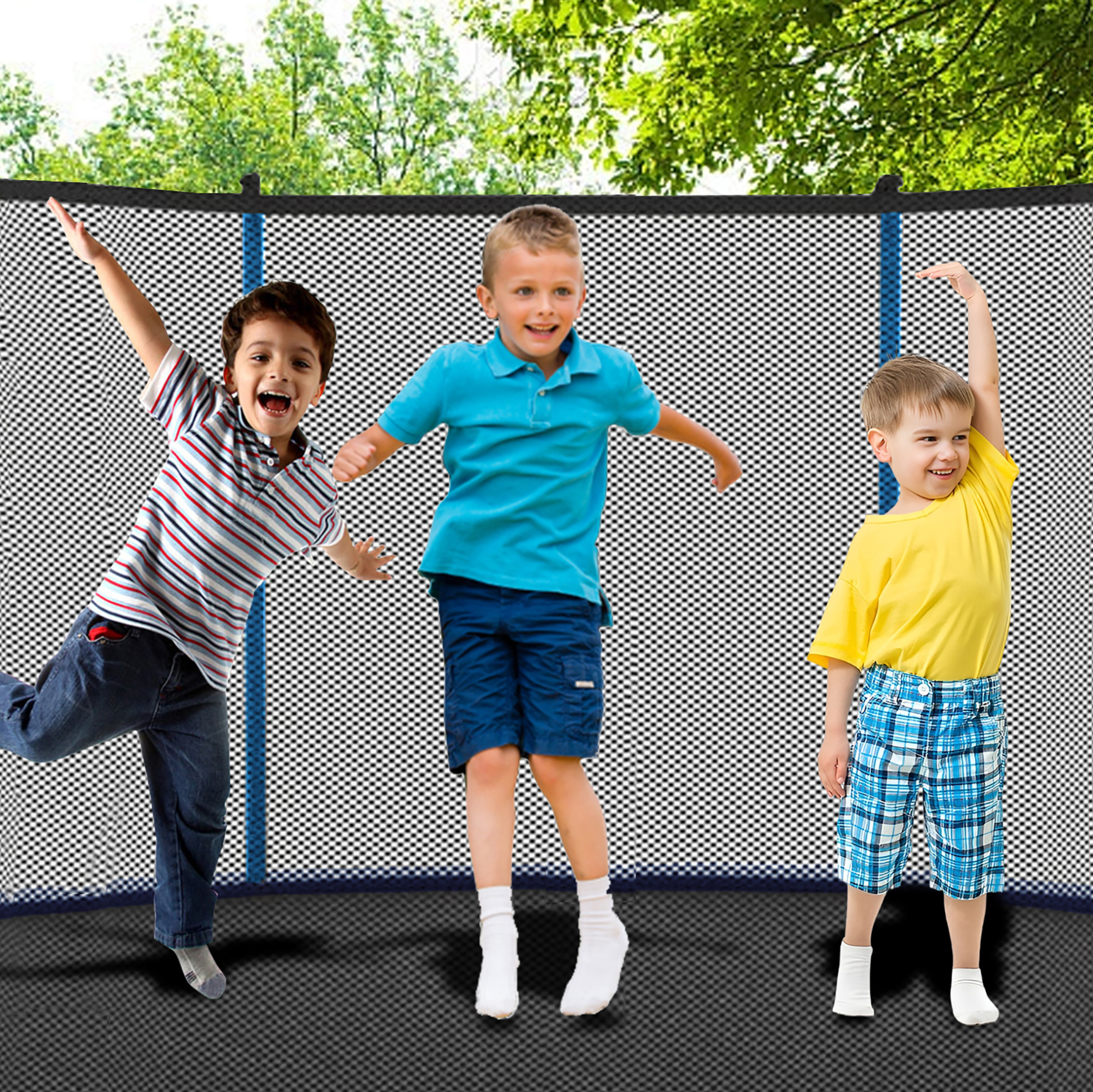 Trampolin Mit Sicherheitsnetz, Leiter, Belastbar Bis 181 Kg, Blau