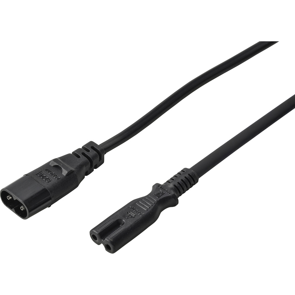 Renkforce Strom Verlängerungskabel [1x Kleingeräte-stecker C8 - 1x Kleingeräte-buchse C7] 1.00 M Sch
