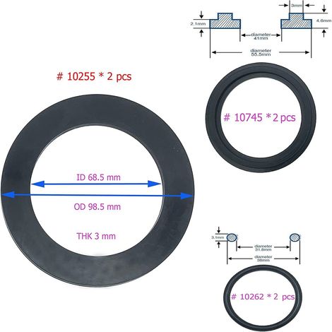 Ersatz-unterlegscheiben Und Dichtungen Für Intex 25076rp (10745, 10262, 10255) Und Ein Allgemeines Reparaturset (6-teilig).