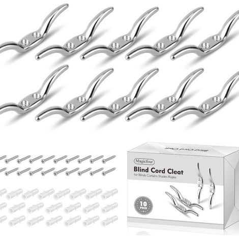 Ein Metallenes Bullenhorn Mit Einer Kleinen Doppelloch-seilkurbel Für Rollos/vorhänge, Einer Spiralförmigen Gummikurbel Und Einem Doppelloch-befestigungshaken.