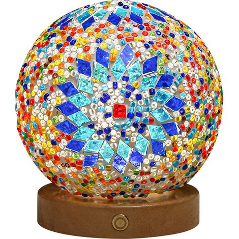 Nachttischlampe Aus Mosaikglaskugel, Nachtlicht, Dekorative Retro-globuslampe, Geeignet Für Schlafzimmer, Wohnzimmer, Arbeitszimmer, Esszimmer (1