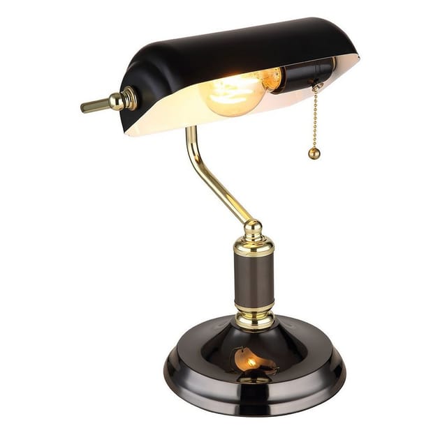 Led Bankerlampe Tischleuchte anthrazit gold Leselampe Schreibtischleuchte Wohnzimmerlampe, 1x E27 led warmweiß, LxBxH 26,5x18x 34 cm