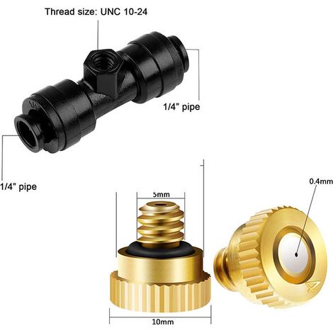 Zubehör Für Niederdruck-sprühgeräte, Kupfer-kühldüse, 2-punkt-anschlussset (schwarz) Und Stecker.