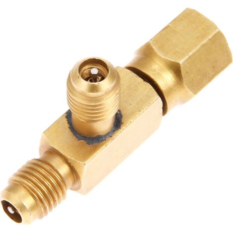 T-förmiger Messing-konverteradapter, 1/4-zoll-sae-drehgelenk Mit Innen- Und Außengewinde Sowie Ventileinsatz Für Klimaanlageninstallationen