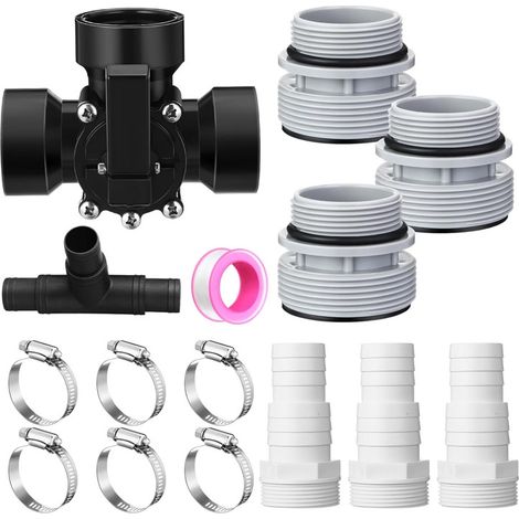 Universelles 1,5"-dreiwegeventil-set – Inklusive Adapter Und Schlauchschellen – Für Poolfilter Und -systeme