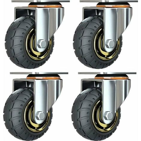 Satz Mit 4 Universal-lenkrollen (75 Mm Durchmesser) Ohne Bremsen, Geräuscharme Transportrollen, Universal-lenkrollen, Industrierollen Mit 75-mm-platte, Transportrollen Für Möbel